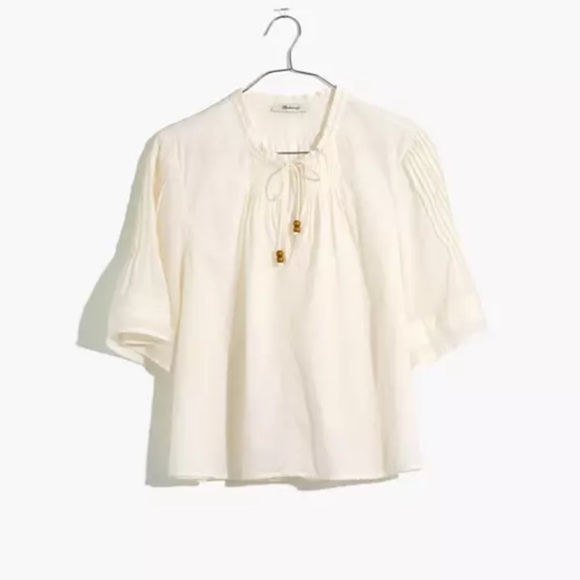 Madewell warm pin tuck tie neck top - Picture 2 of 4